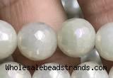 CWH72 15.5 inches 10mm faceted round AB-color white jade beads