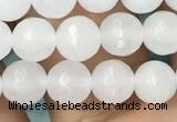 CWH77 15.5 inches 6mm faceted round white jade beads wholesale