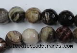 CWJ214 15.5 inches 12mm faceted round wood jasper gemstone beads