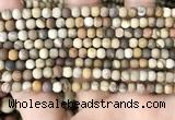 CWJ440 15.5 inches 4mm round matte wood jasper beads wholesale