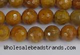 CWJ469 15.5 inches 6mm faceted round yellow petrified wood jasper beads