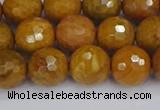 CWJ471 15.5 inches 10mm faceted round yellow petrified wood jasper beads