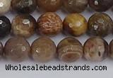 CWJ477 15.5 inches 8mm faceted round wood jasper gemstone beads