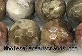 CWJ613 15 inches 10mm faceted round wooden jasper gemstone beads