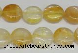 CYC05 15.5 inches 16mm flat round yellow crystal quartz beads