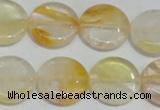 CYC06 15.5 inches 20mm flat round yellow crystal quartz beads