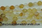 CYC112 15.5 inches 6mm faceted round yellow crystal quartz beads