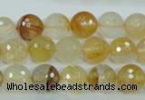 CYC114 15.5 inches 10mm faceted round yellow crystal quartz beads