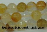 CYC115 15.5 inches 12mm faceted round yellow crystal quartz beads