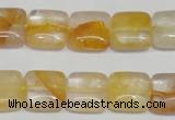 CYC12 15.5 inches 14*14mm square yellow crystal quartz beads