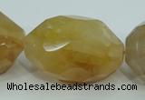 CYC130 15.5 inches 26*38mm faceted nuggets yellow crystal quartz beads