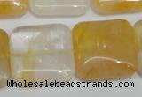 CYC14 15.5 inches 25*25mm square yellow crystal quartz beads