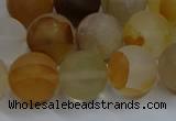 CYC144 15.5 inches 12mm round matte yellow quartz beads wholesale