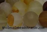 CYC145 15.5 inches 14mm round matte yellow quartz beads wholesale