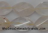 CYC201 15.5 inches 15*25mm twisted & faceted marquise yellow quartz beads