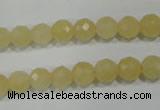 CYJ152 15.5 inches 8mm faceted round yellow jade beads wholesale