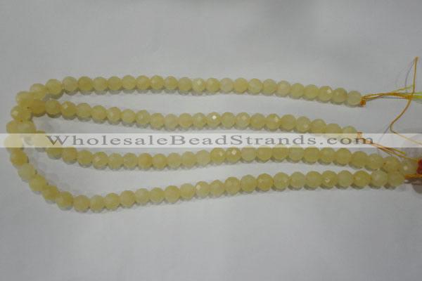 CYJ152 15.5 inches 8mm faceted round yellow jade beads wholesale