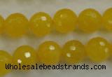 CYJ204 15.5 inches 12mm faceted round yellow jade beads wholesale