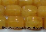 CYJ271 15.5 inches 10*14mm faceted tube yellow jade gemstone beads