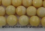 CYJ312 15.5 inches 8mm faceted round yellow jade beads wholesale