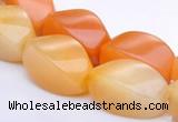 CYJ40 10*14mm twisted rice yellow jade gemstone beads Wholesale