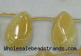 CYJ54 20*30mm top-drilled twisted teardrop yellow jade gemstone beads