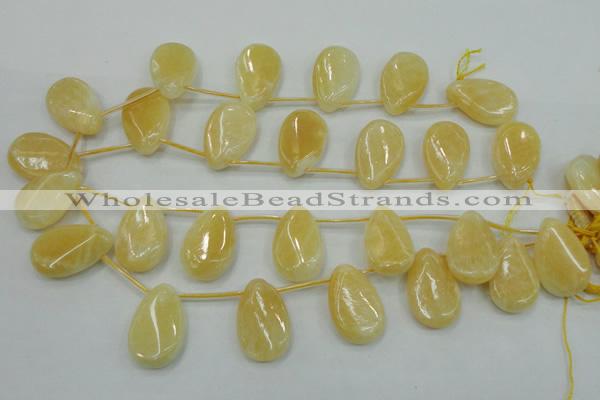 CYJ54 20*30mm top-drilled twisted teardrop yellow jade gemstone beads