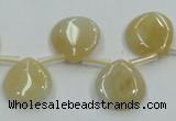 CYJ57 15*15mm top-drilled flat teardrop yellow jade gemstone beads