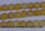 CYJ600 15.5 inches 4mm round matte yellow jade beads wholesale