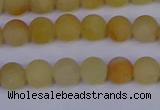 CYJ601 15.5 inches 6mm round matte yellow jade beads wholesale