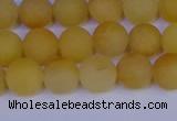 CYJ602 15.5 inches 8mm round matte yellow jade beads wholesale