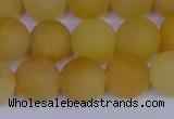 CYJ604 15.5 inches 12mm round matte yellow jade beads wholesale