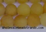 CYJ605 15.5 inches 14mm round matte yellow jade beads wholesale