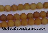 CYJ610 15.5 inches 4mm round matte yellow jade beads wholesale