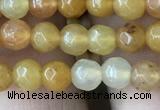 CYJ630 15.5 inches 4mm faceted round yellow jade beads wholesale