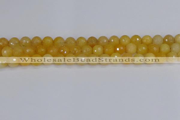 CYJ641 15.5 inches 10mm faceted round yellow jade beads wholesale