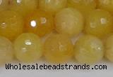 CYJ642 15.5 inches 12mm faceted round yellow jade beads wholesale