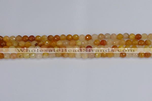 CYJ645 15.5 inches 4mm faceted round mixed yellow jade beads