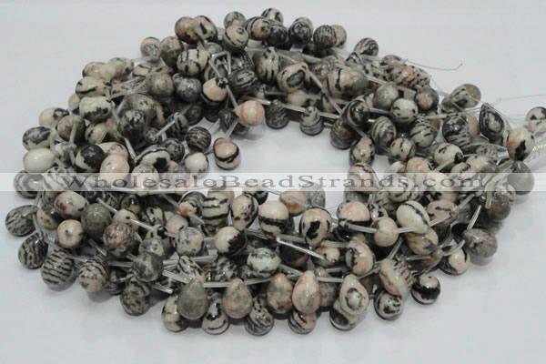 CZJ17 16 inches 10*14mm teardrop zebra jasper gemstone beads wholesale