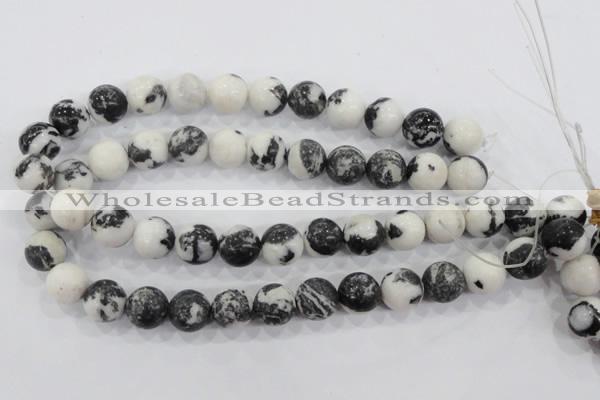 CZJ206 15.5 inches 14mm round black & white zebra jasper beads