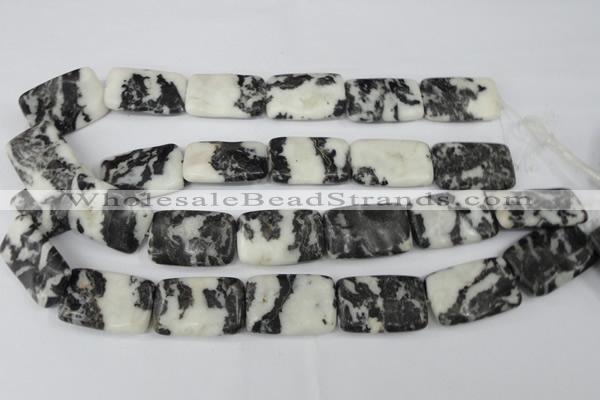 CZJ228 15.5 inches 20*30mm rectangle black & white zebra jasper beads