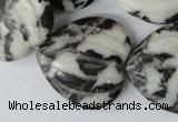 CZJ233 30*30mm carved heart black & white zebra jasper beads