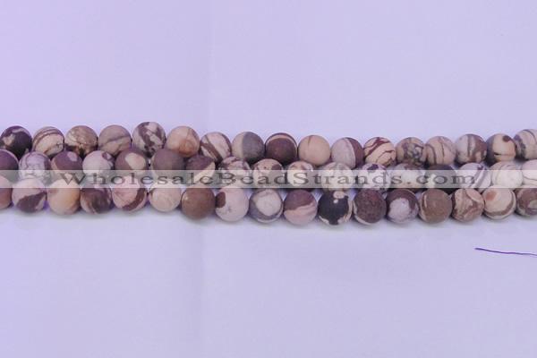 CZJ260 15.5 inches 4mm round matte zebra jasper beads