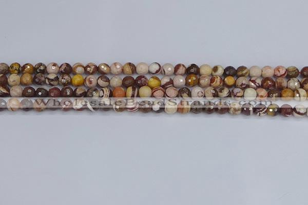 CZJ279 15.5 inches 6mm faceted round zebra jasper beads