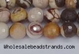 CZJ280 15.5 inches 8mm faceted round zebra jasper beads