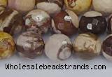 CZJ281 15.5 inches 10mm faceted round zebra jasper beads