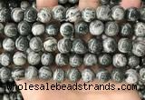 CZJ414 15.5 inches 12mm round green zebra jasper beads wholesale