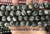 CZJ415 15.5 inches 14mm round green zebra jasper beads wholesale