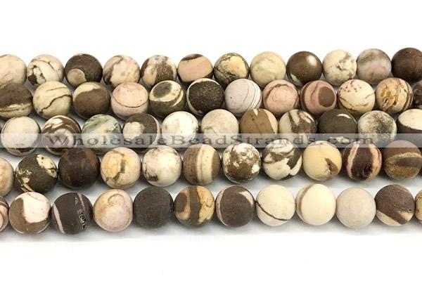 CZJ444 15 inches 12mm round matte Australian zebra jasper beads