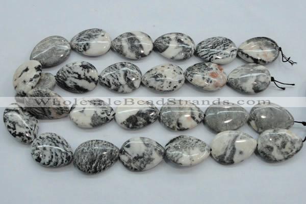 CZJ55 16 inches 22*30mm teardrop zebra jasper gemstone beads wholesale